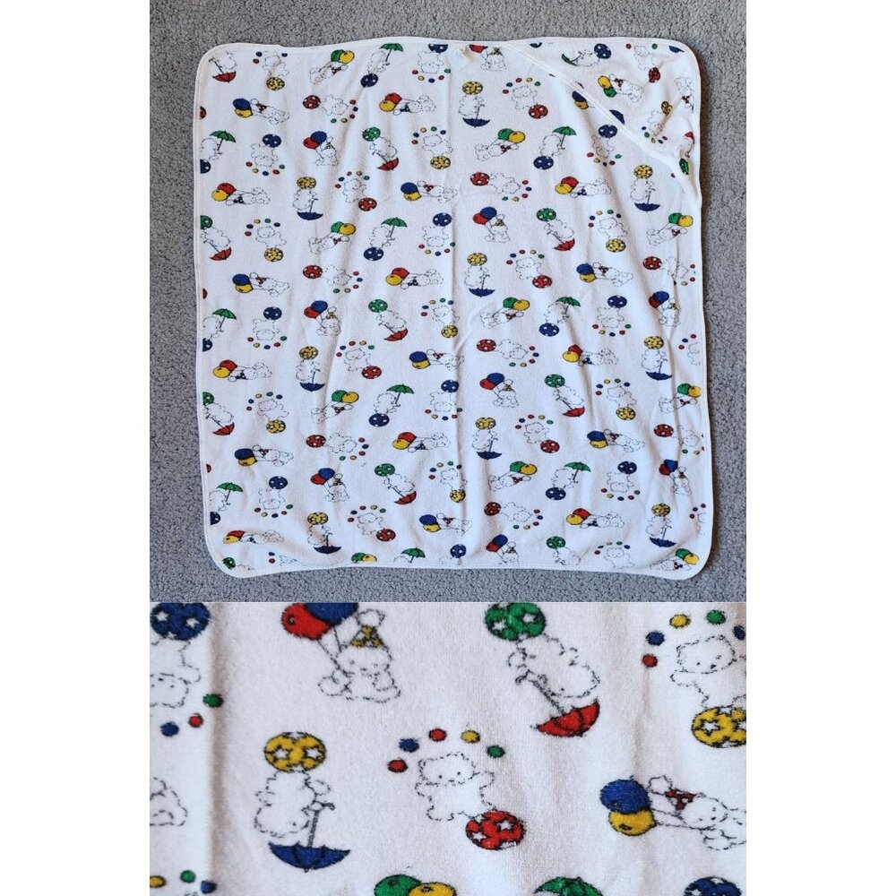 Vtg Carter’s Primary‎ Colors Teddy Bear Balloon Terry Cloth Blanket/Hooded Towel